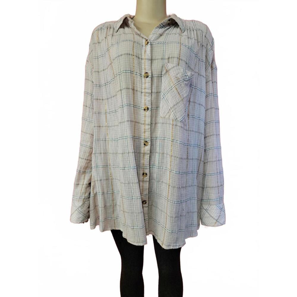 Free People Break My Stride Womens Top Size L Sugar Combo View 2